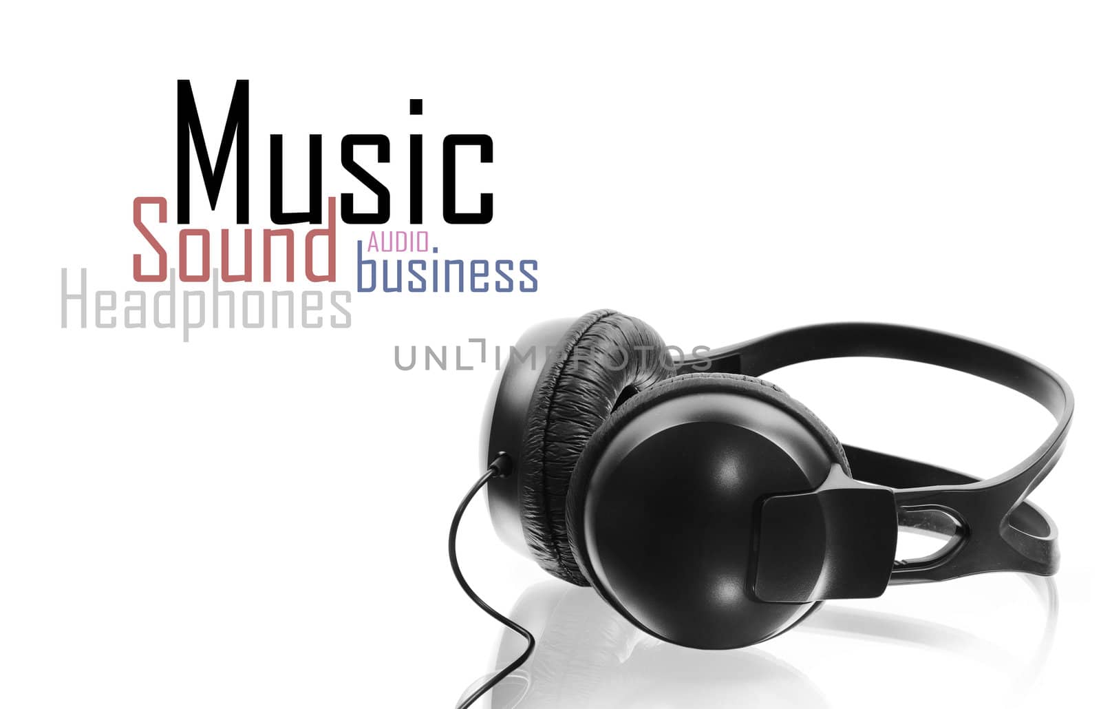 black headphones isolated on white background
