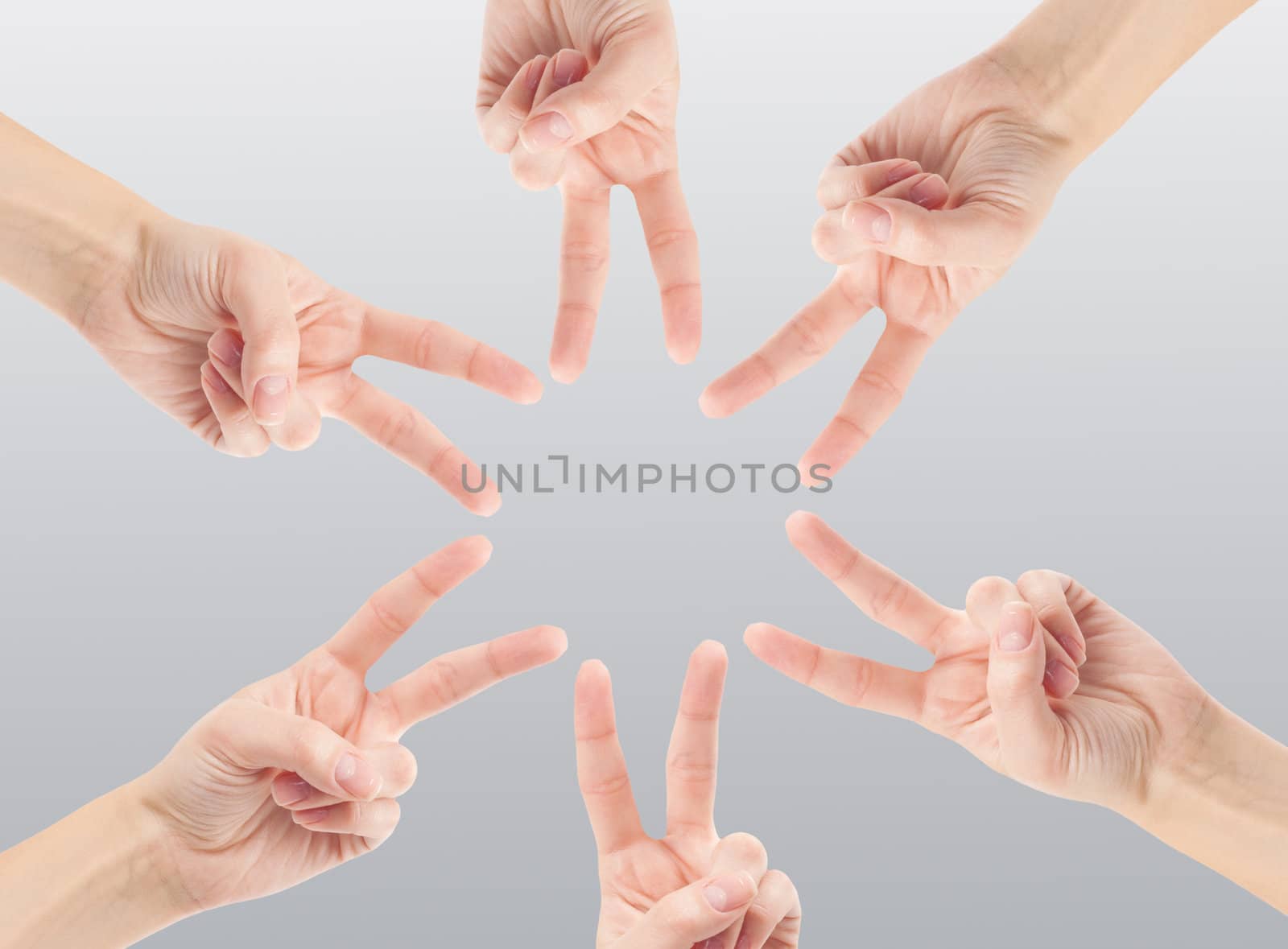 Hands of teamwork , forming the star shape