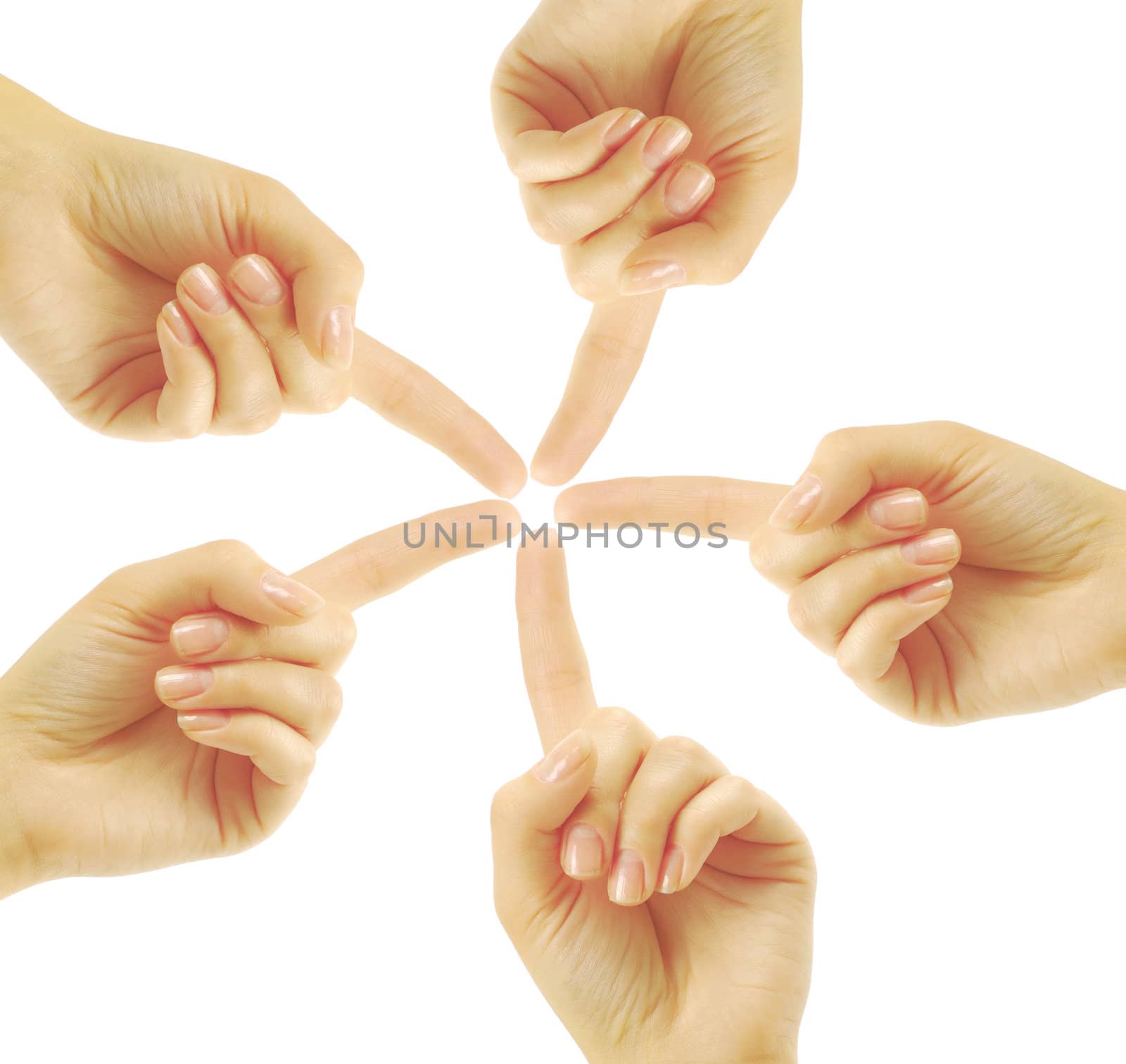 Hands of teamwork , forming the star shape