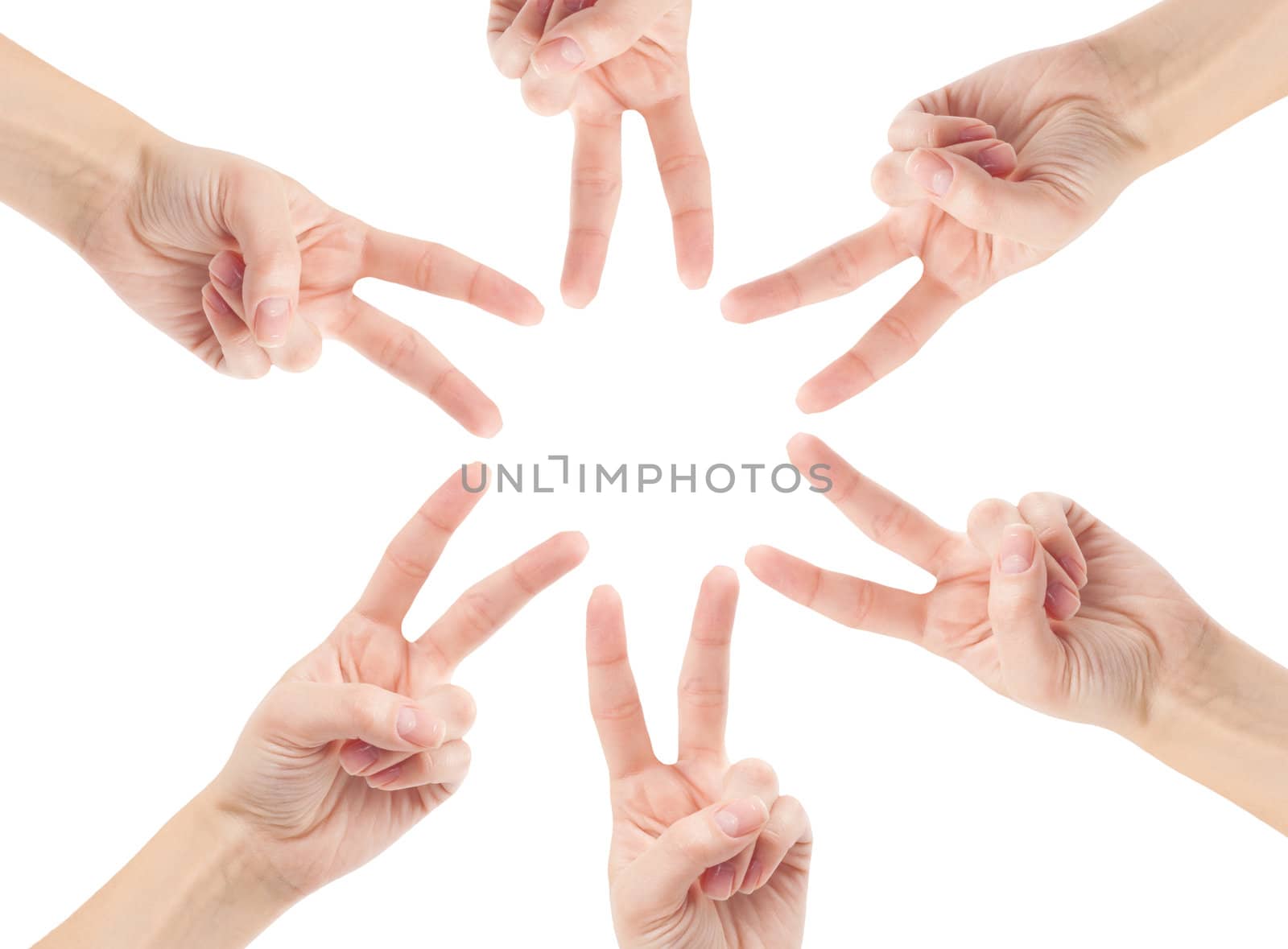 Hands of teamwork , forming the star shape