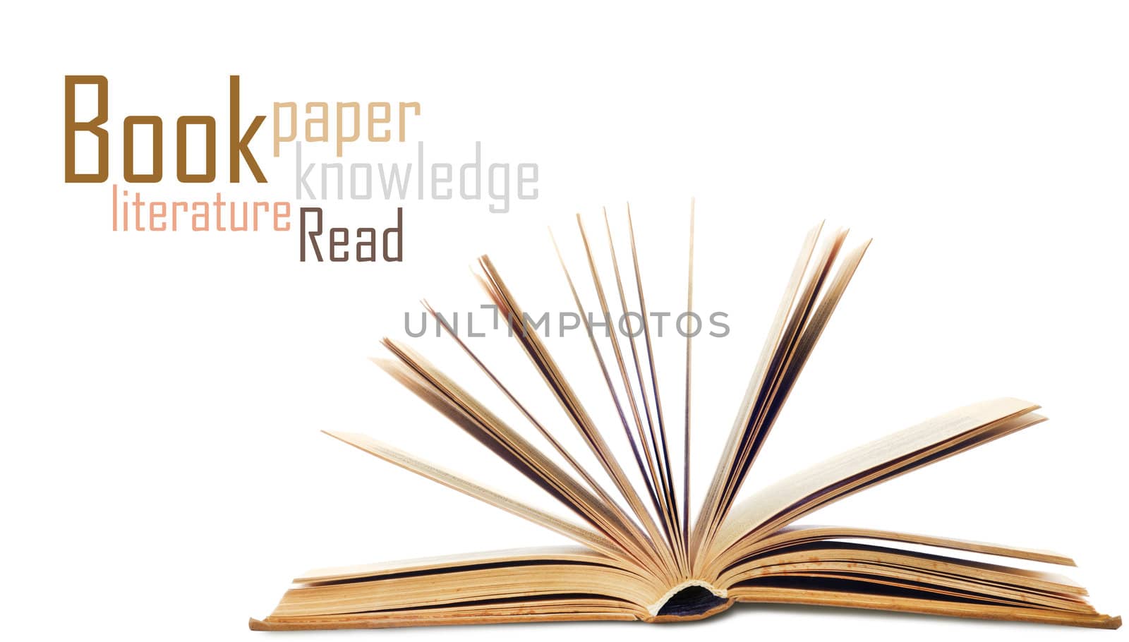 Open book isolated on white background
