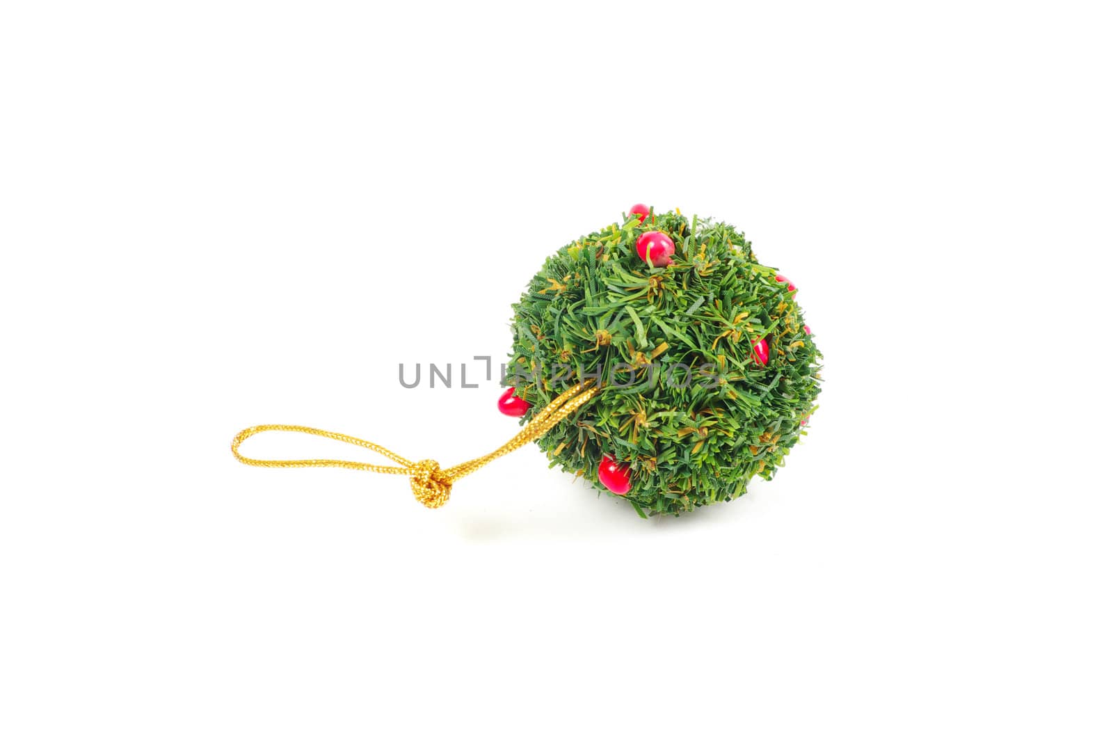 Green christmas ball isolated on white
