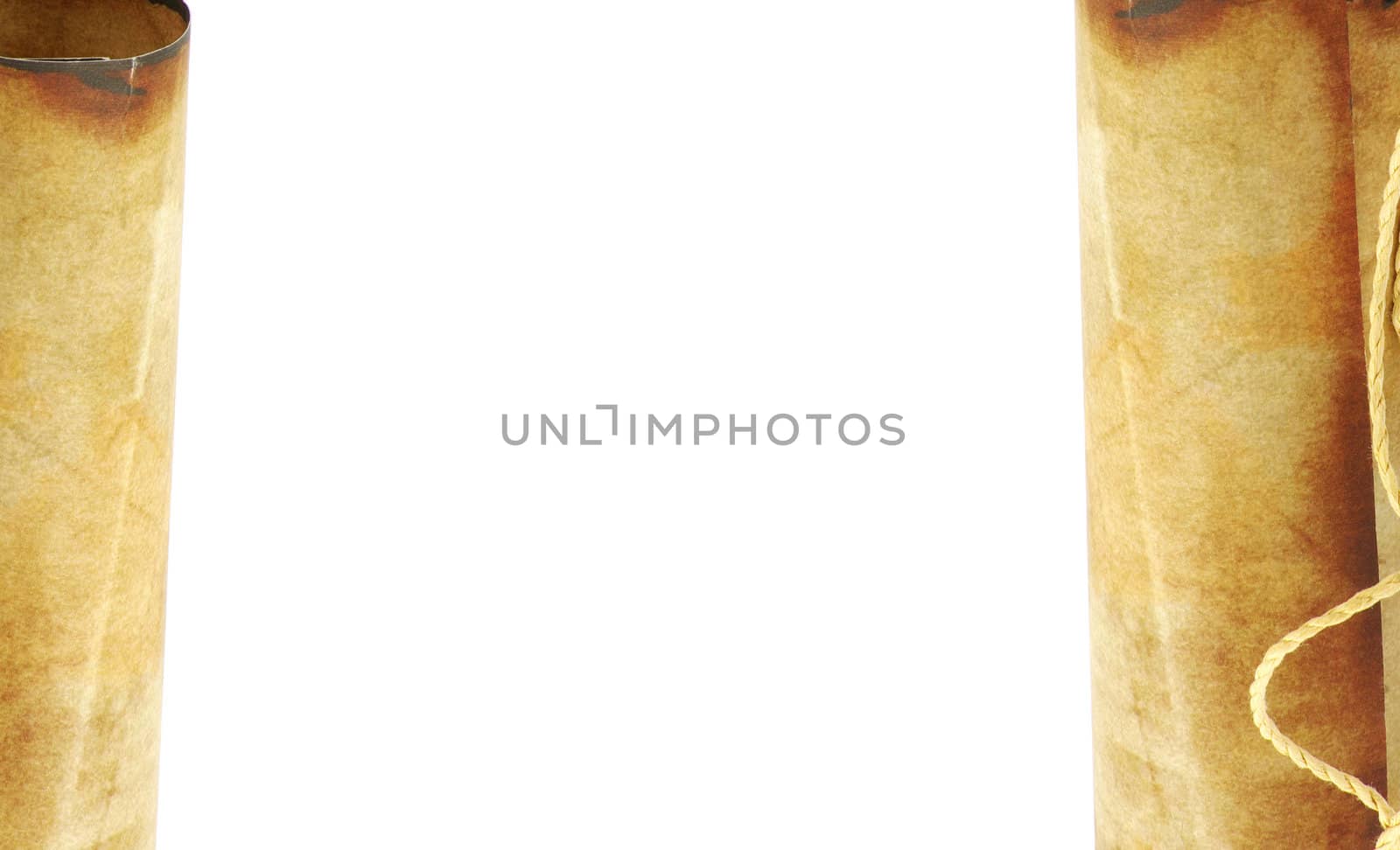 Old rolled paper isolated on a white