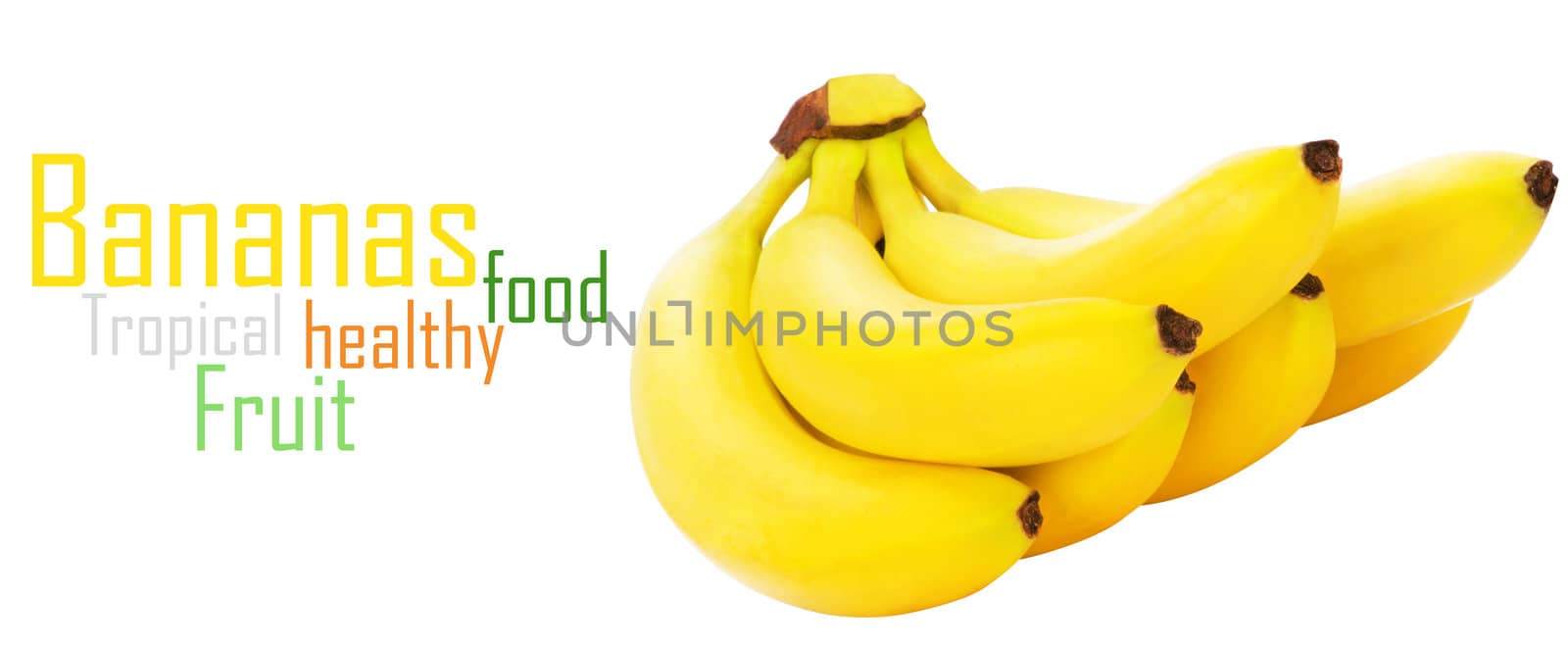 Bunch of bananas isolated on white background + Clipping Path