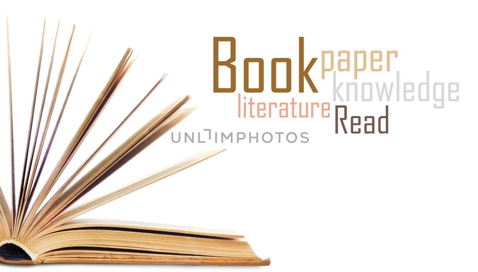 Open book isolated on white background