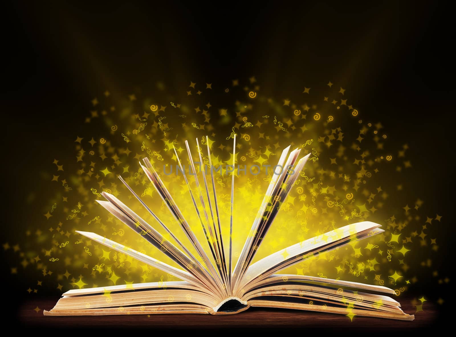 Book. Opened book with special light. Education