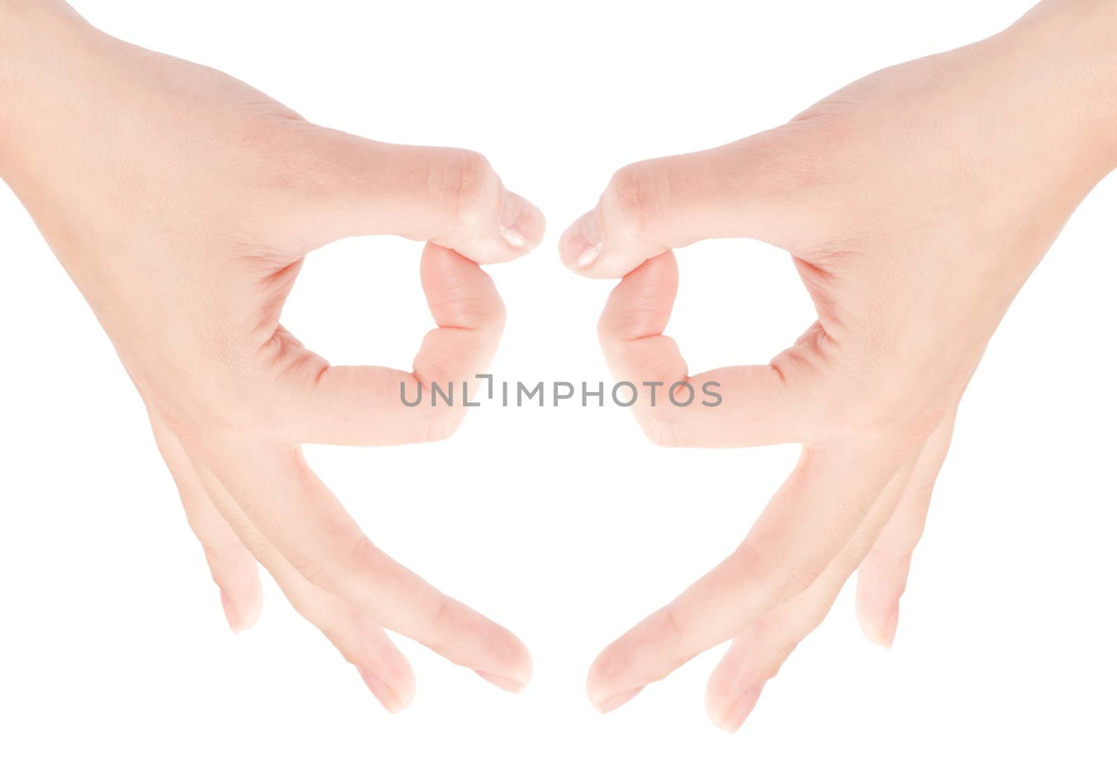 Hand OK sign isolated on white background