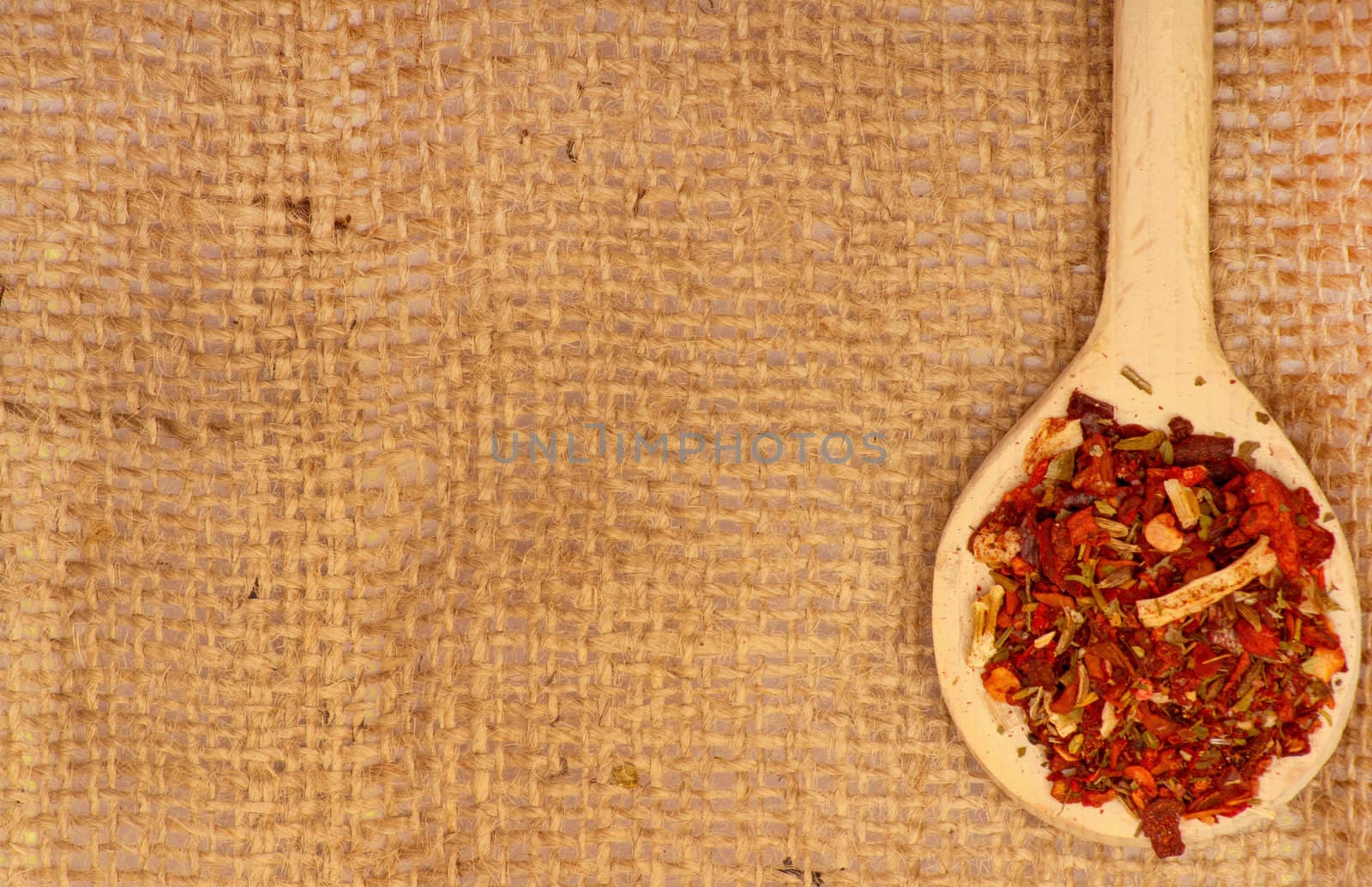 Spices on burlap