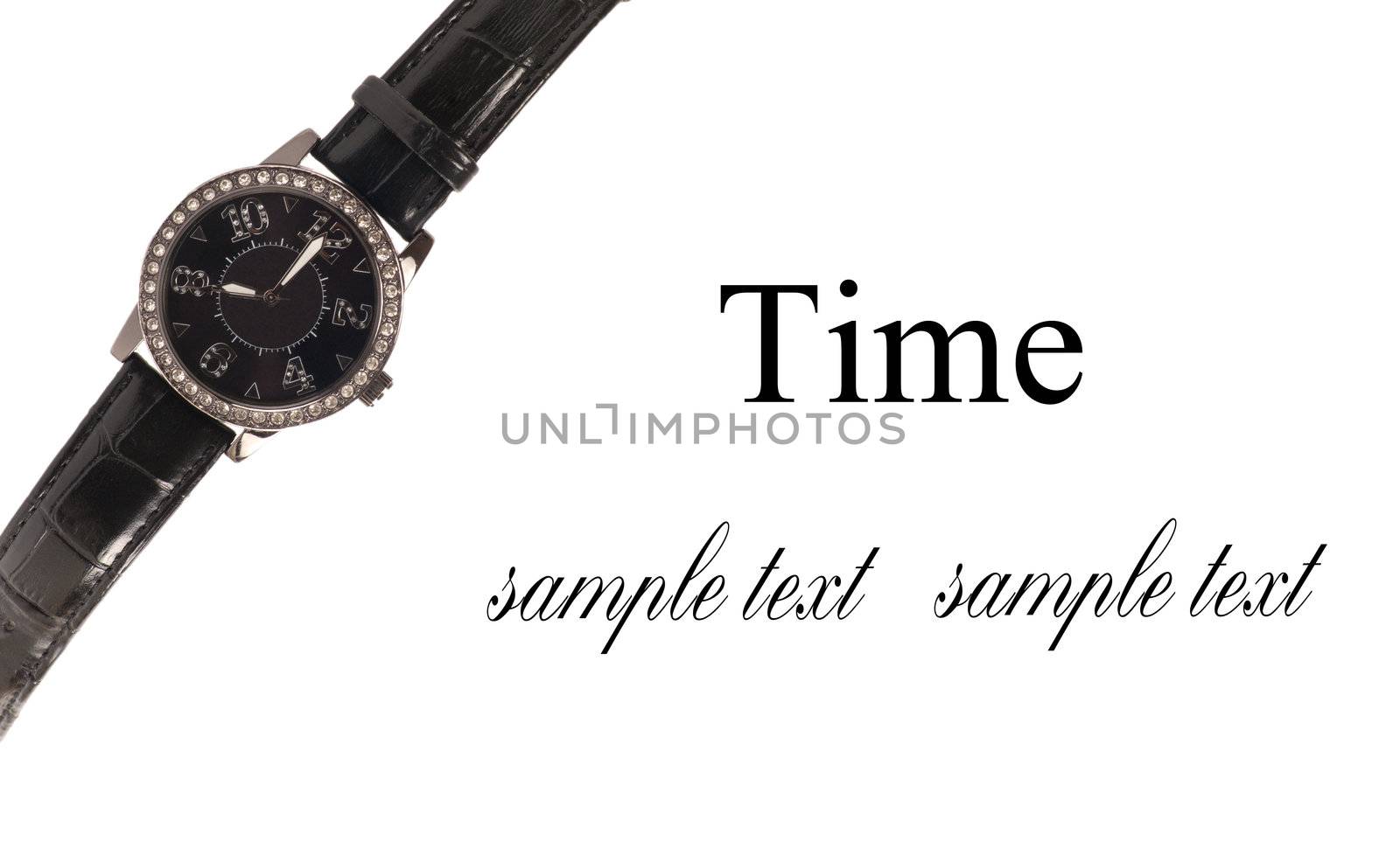 Beautiful wrist watch over white background.