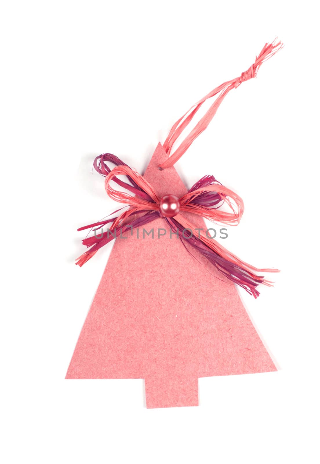 christmas card with christmas tree label on white