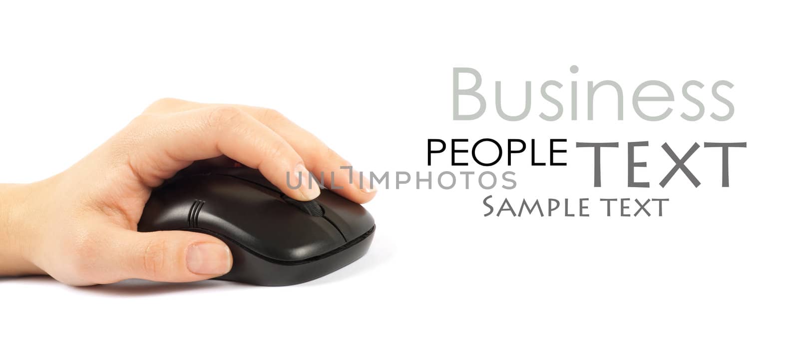 computer mouse with hand over white