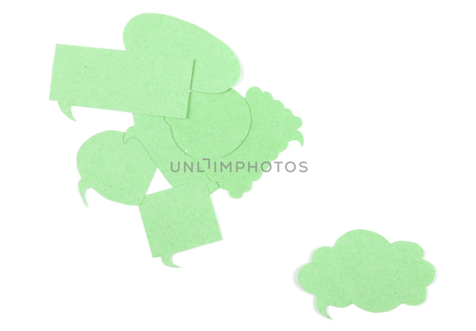 the thought of old paper isolated on white