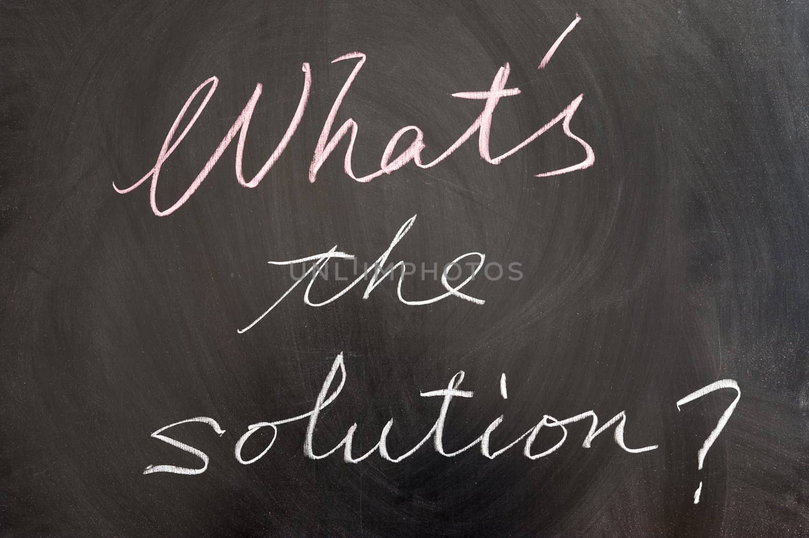 What's the solution words written on the blackboard