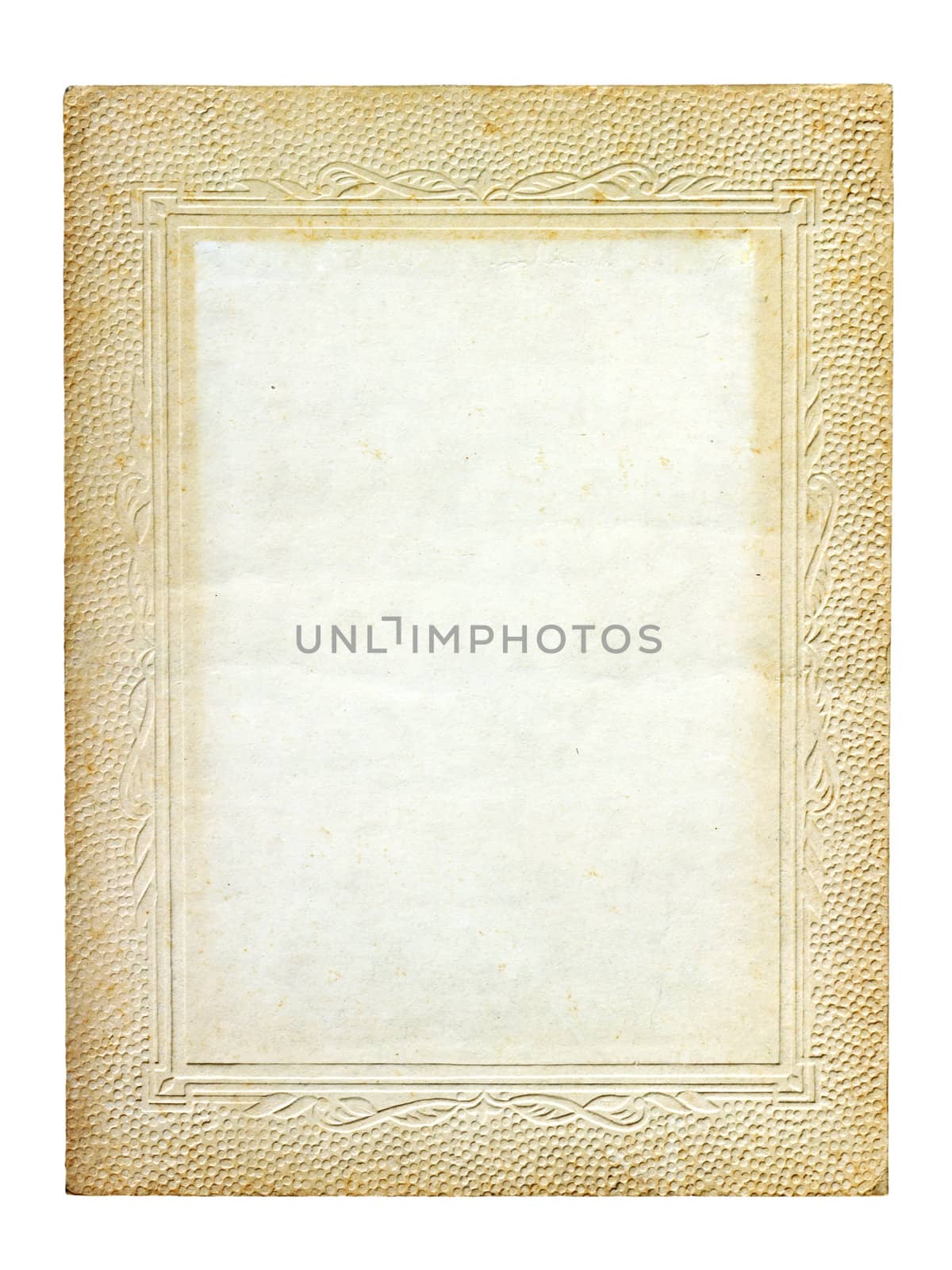 old vintage cardboard frame isolated on white background