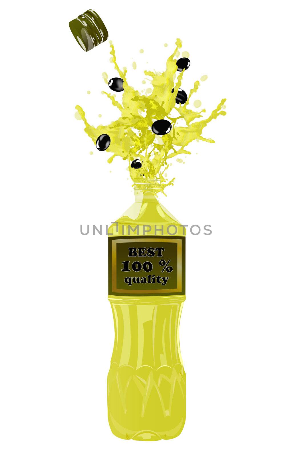 Bottle of oil olive on a white background