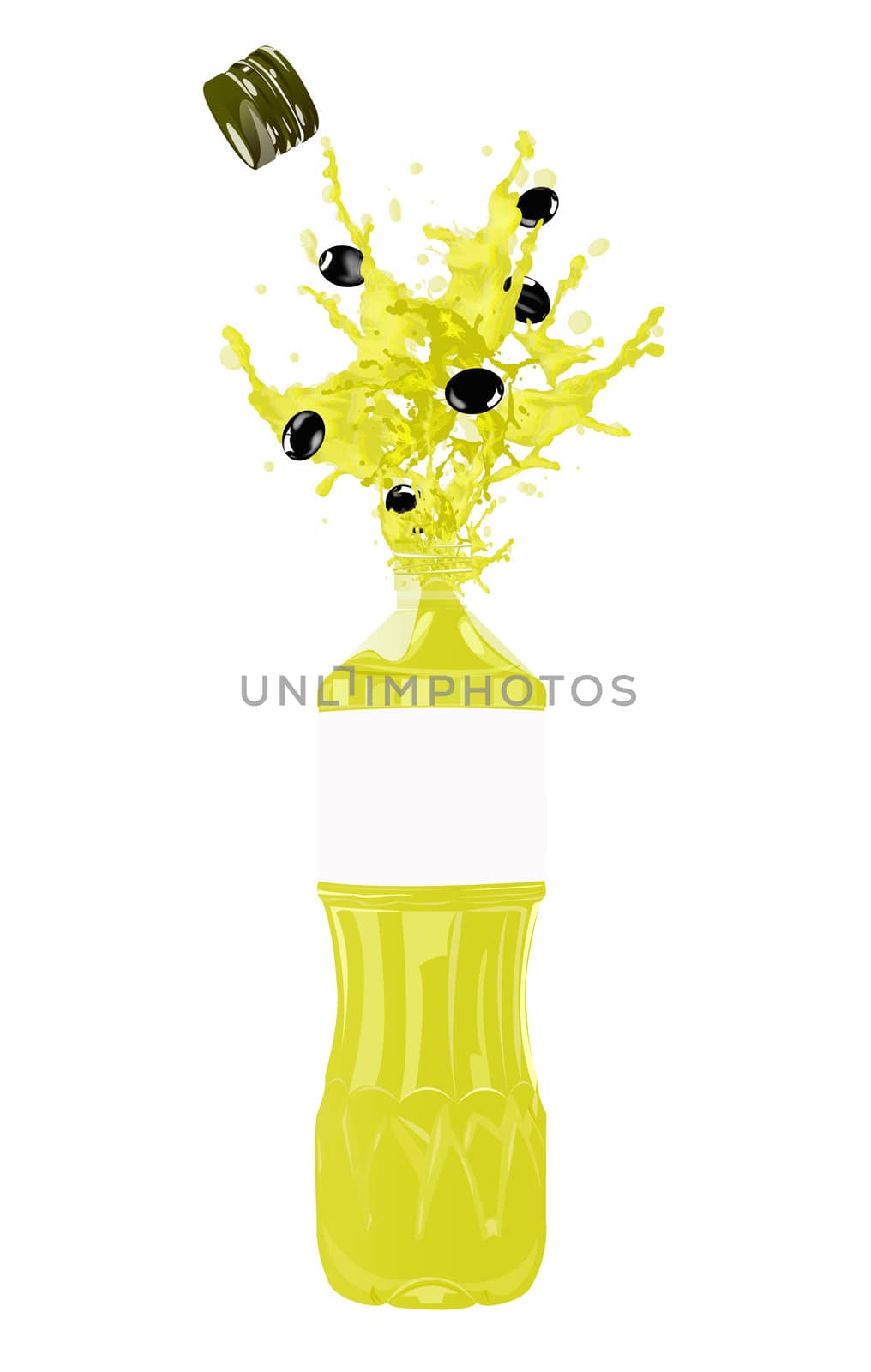 Bottle of oil olive on a white background