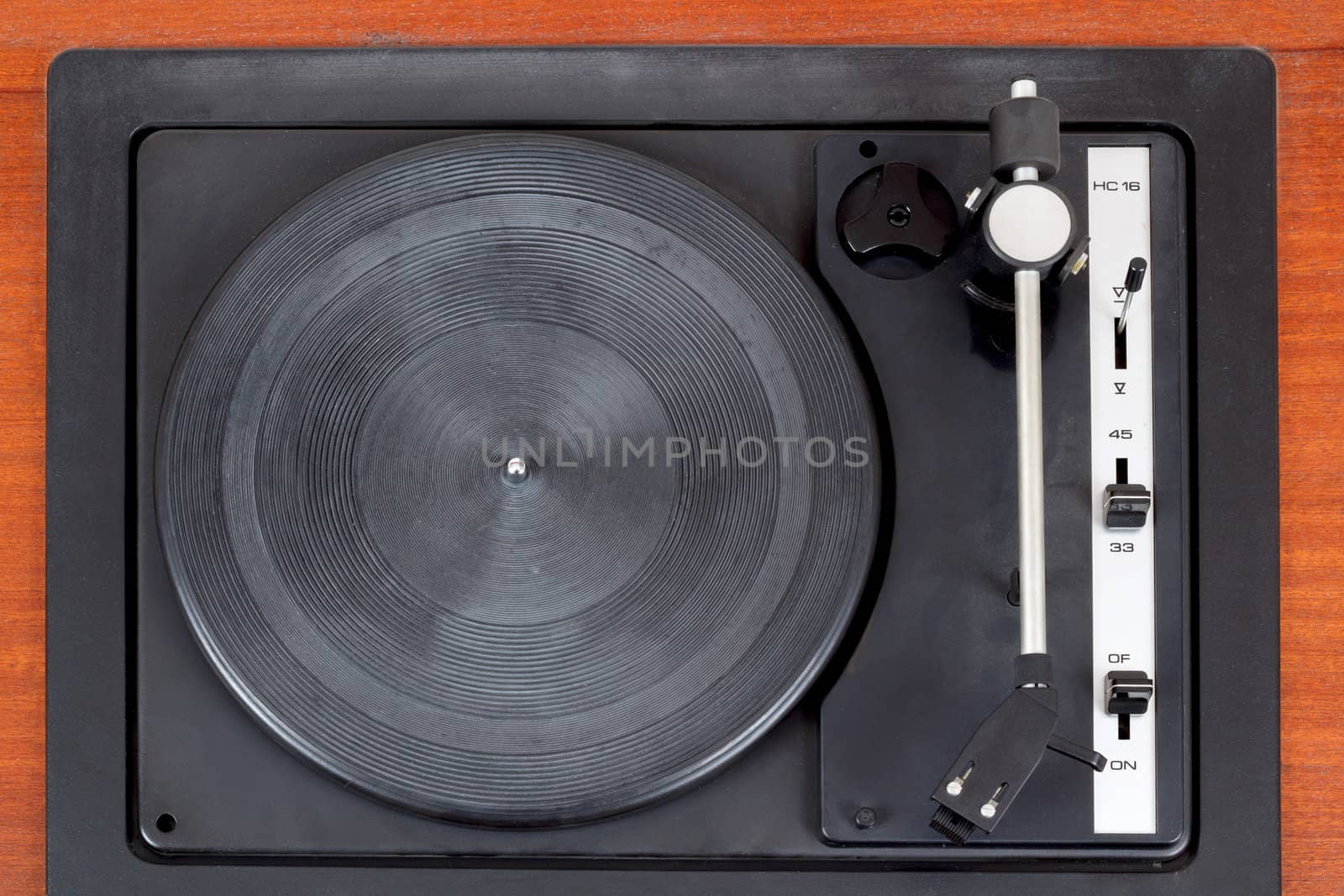 top view of vintage gramophone player without vinyl