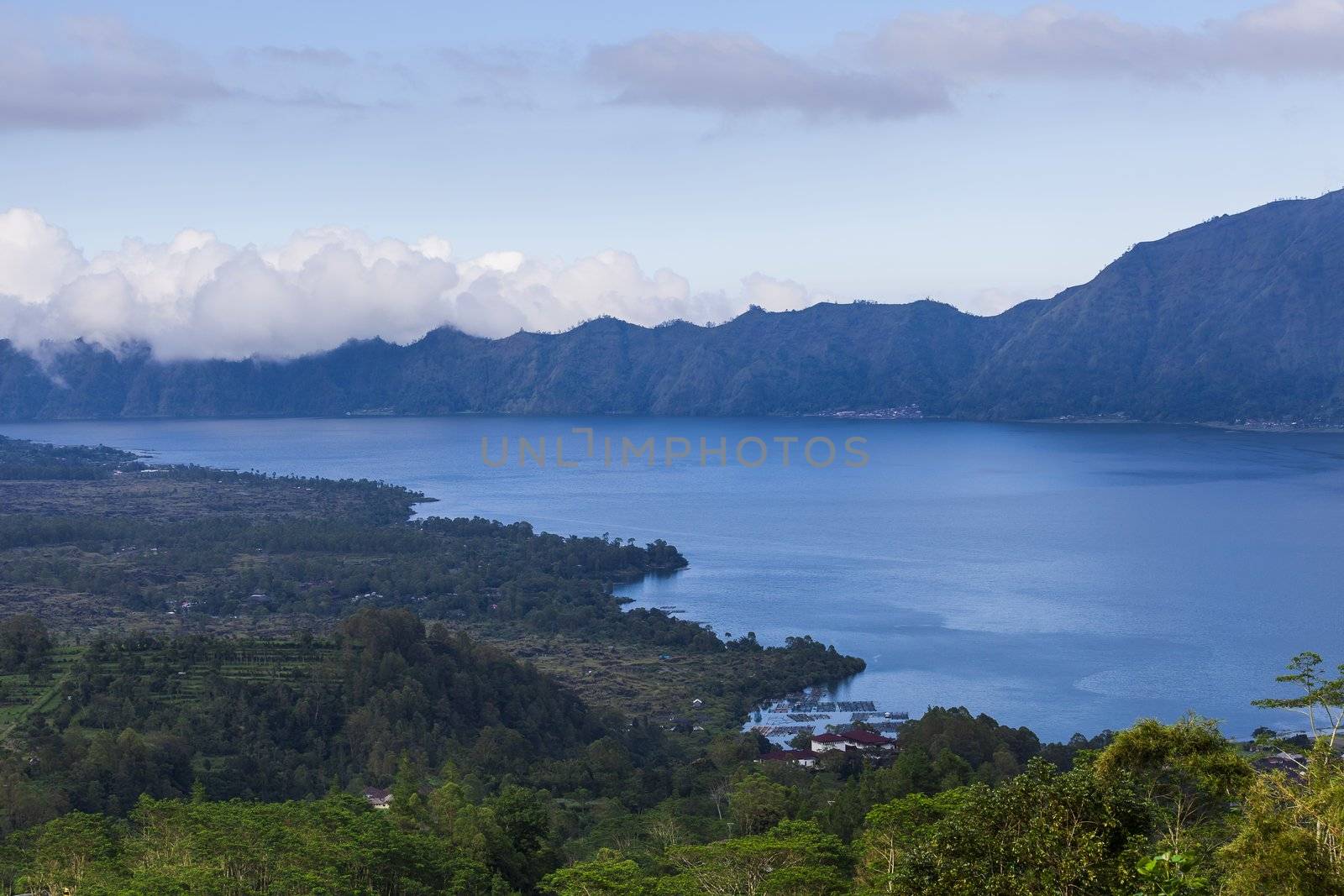 Lake Batur in the crater of the volcano, Indonesia, Bali