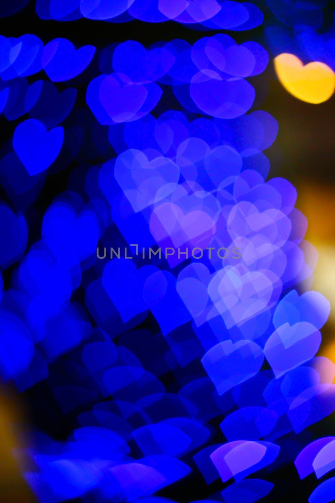 blue hearts bokeh as background