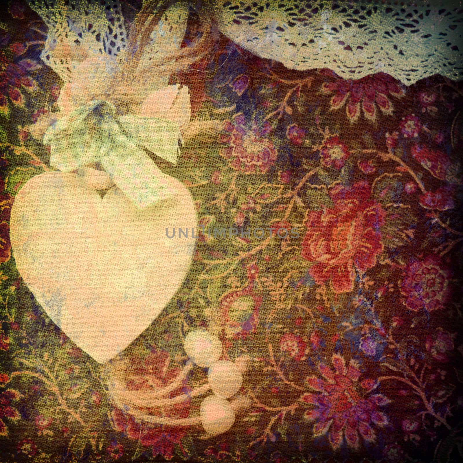 heart card, antique background by Carche