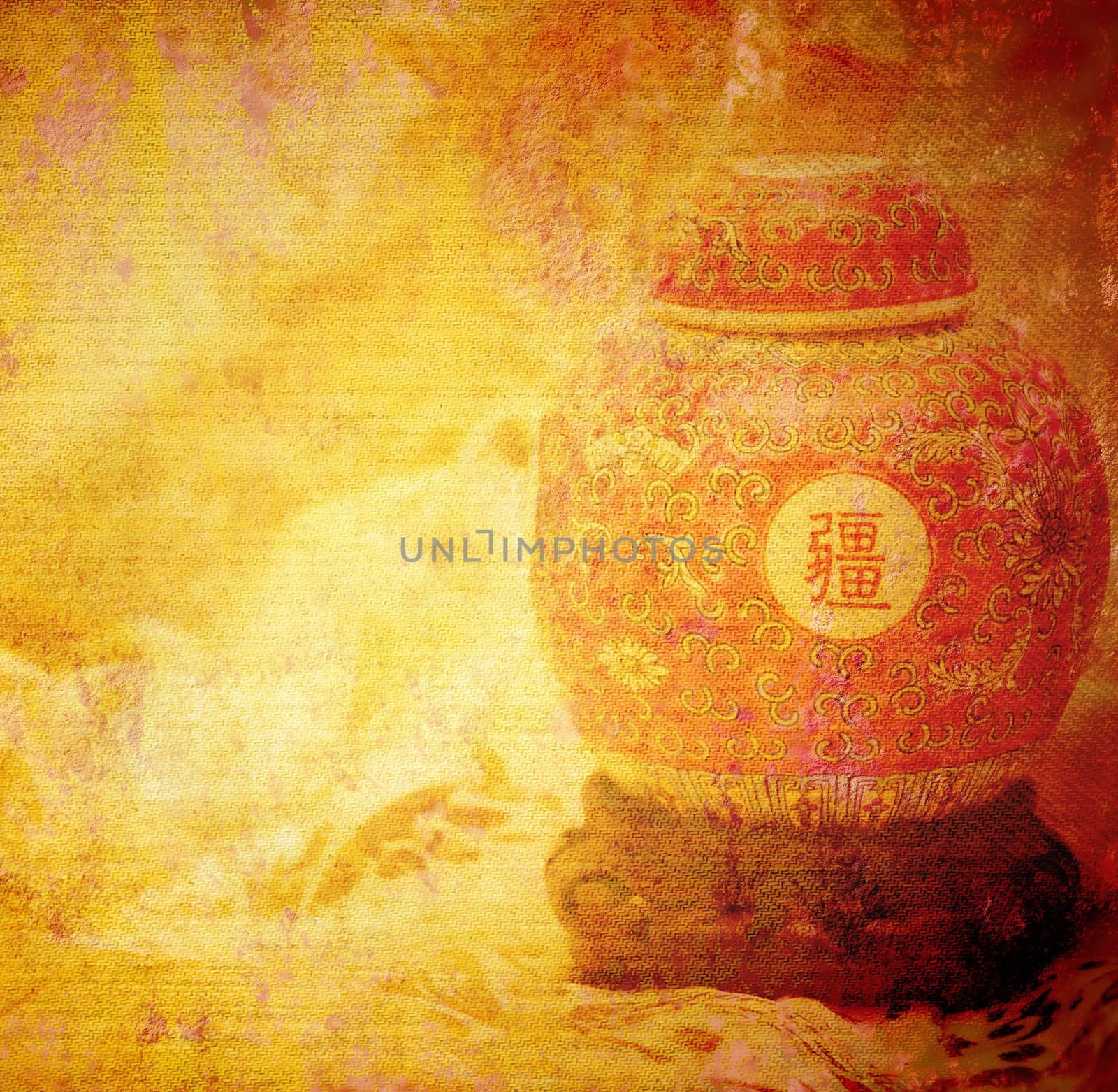 old japanese vase grunge background