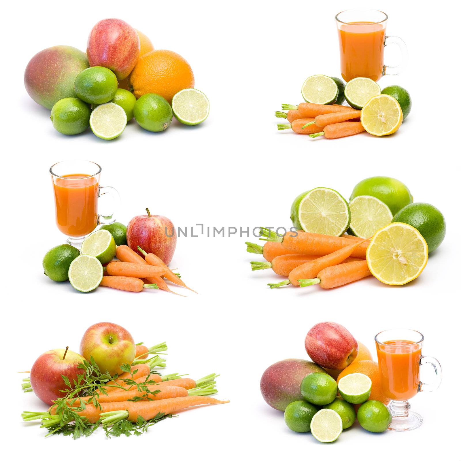 fresh juice, fruits and vegetables - collage by miradrozdowski