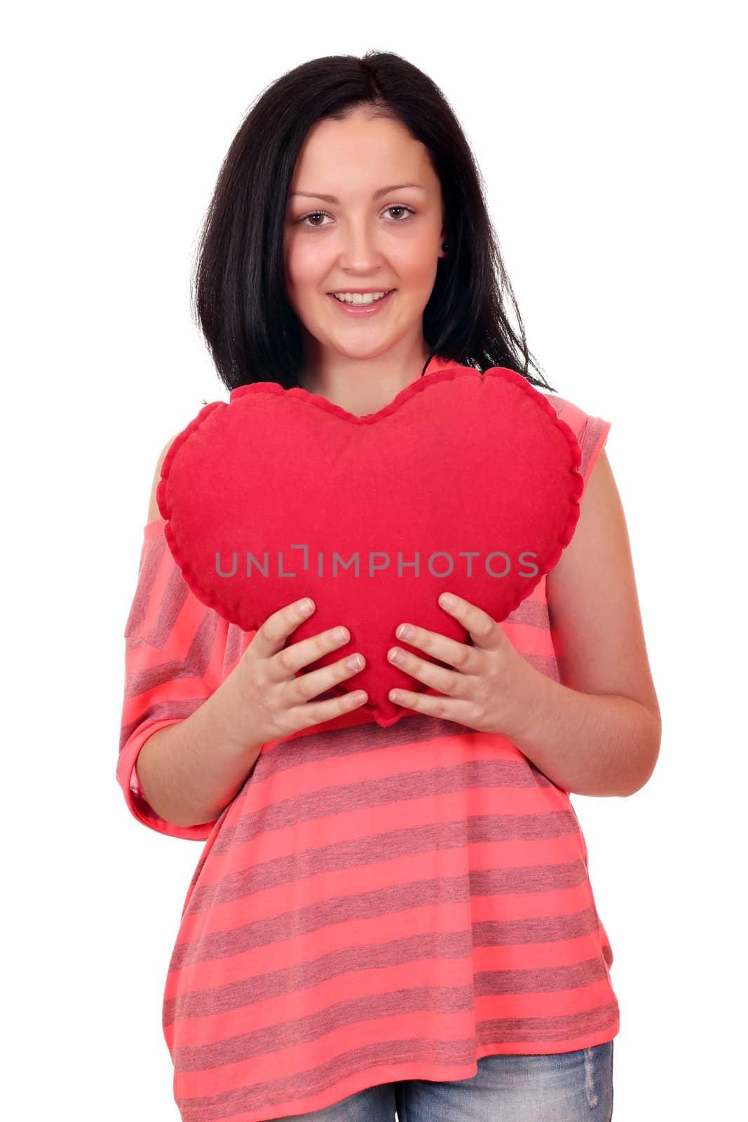 beautiful teenage girl with heart on white  by goce