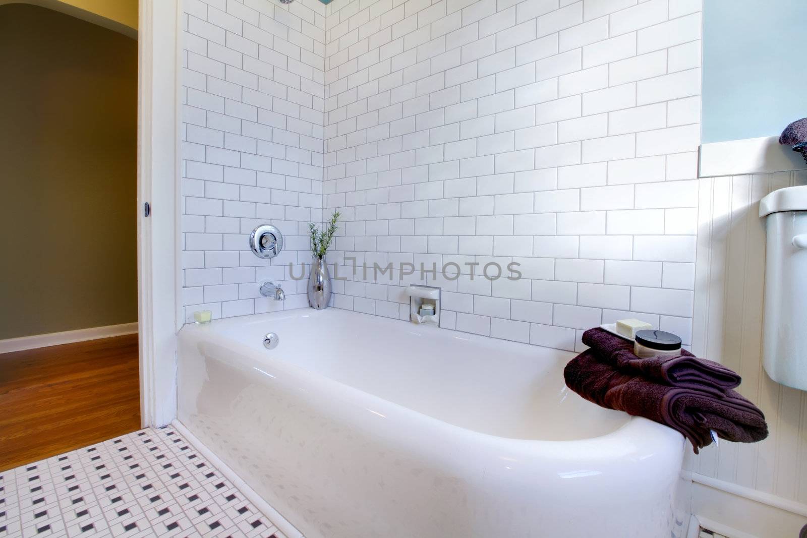 Luxury bathroom interior in old house.