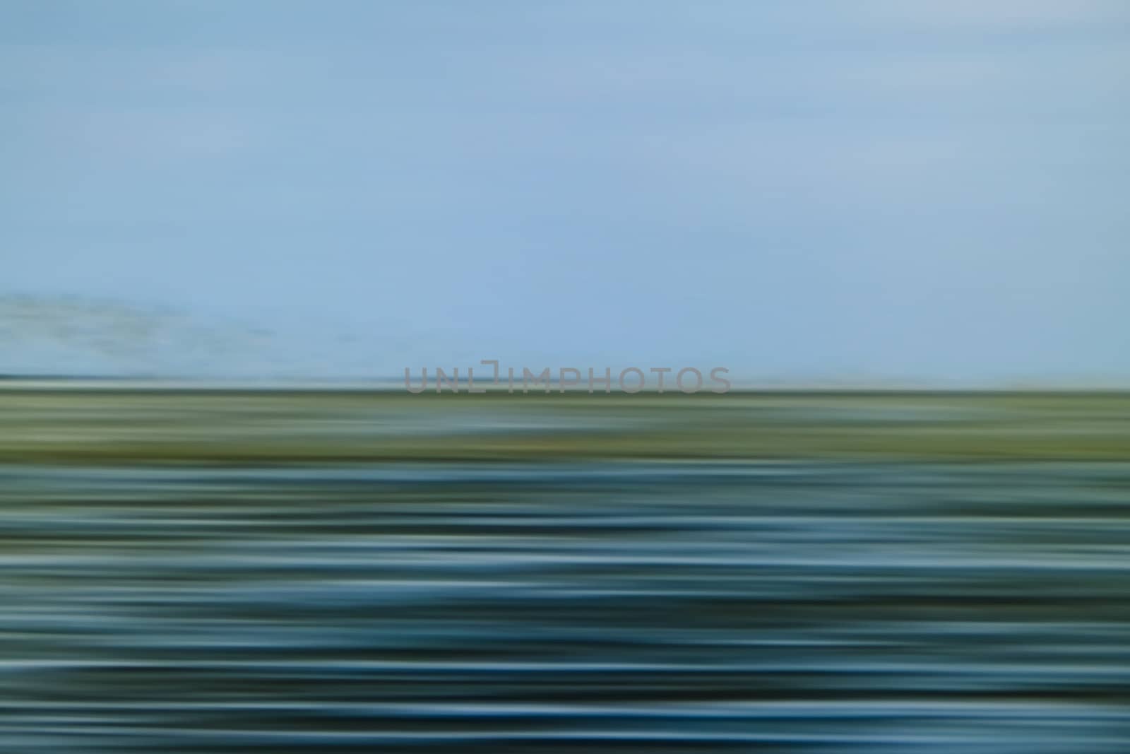 tideland blurred with swarm of birds - north sea