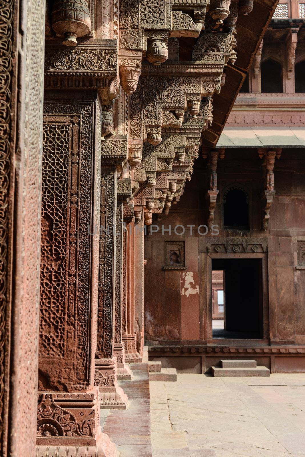 Pillars at Fort Agra in India
