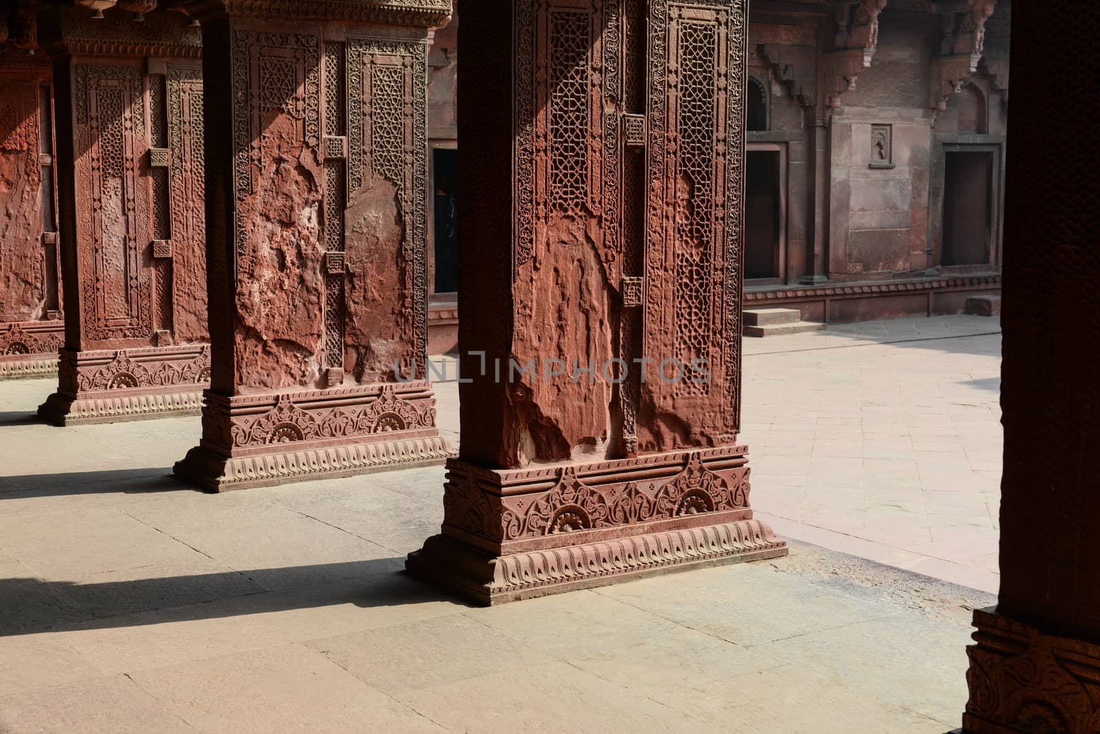 Pillars at Fort Agra in India