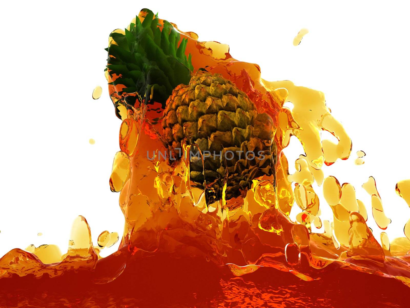 Pineapple in juice made in 3D