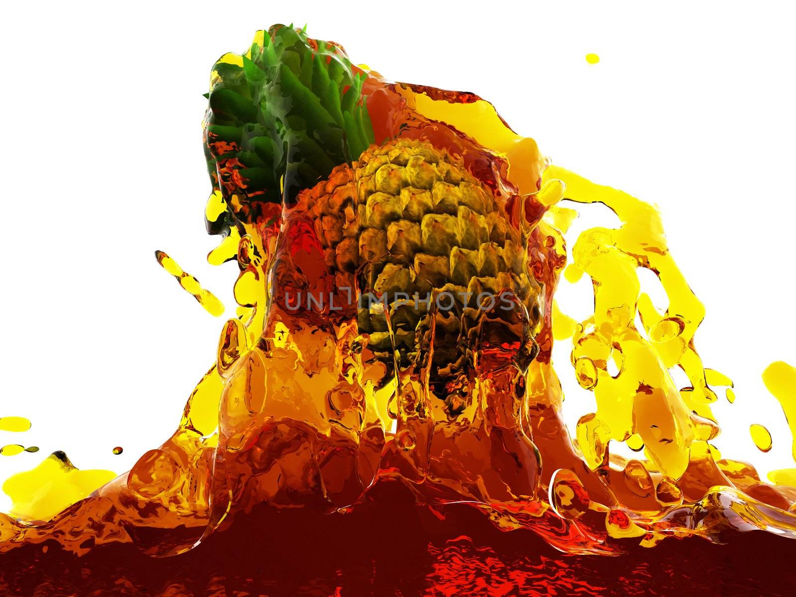 Pineapple in juice made in 3D