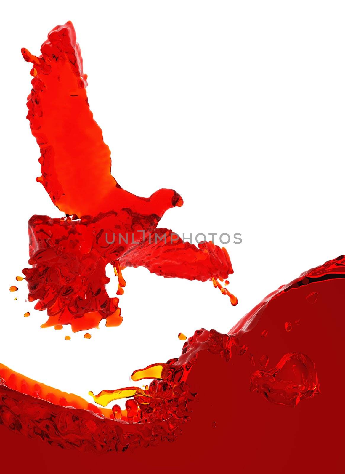 Pigeon of red liquid made in 3D graphics