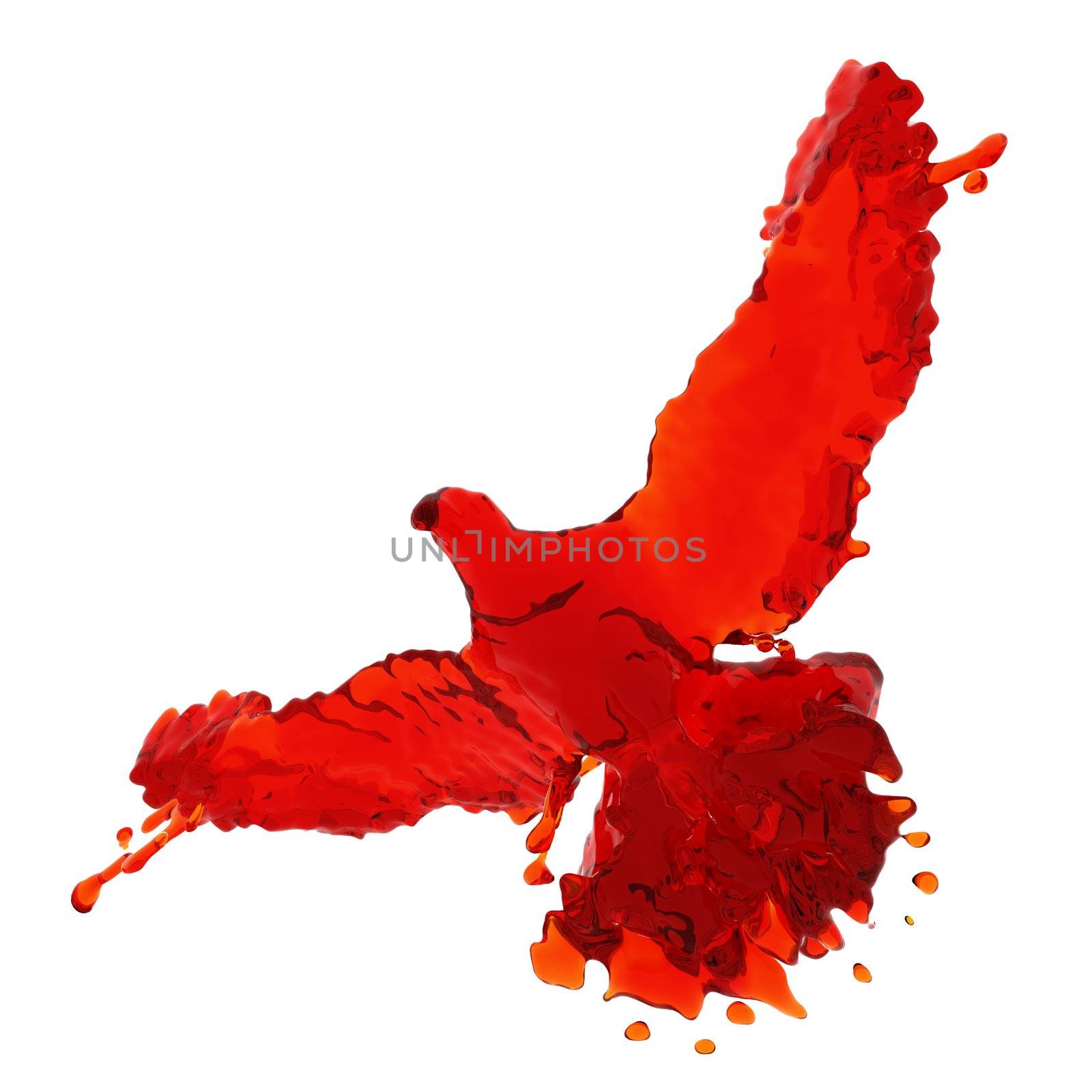 Pigeon of red liquid made in 3D graphics