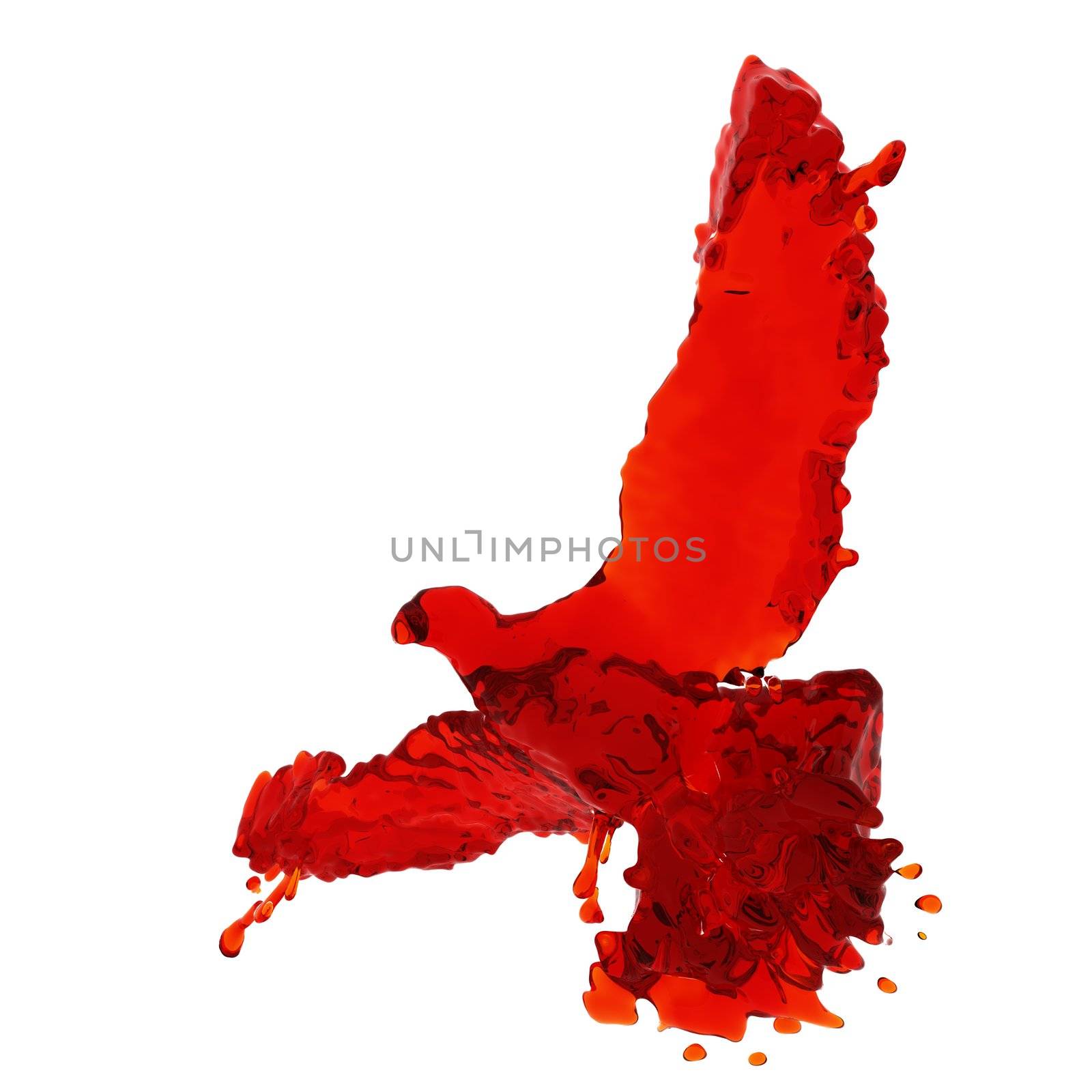 Pigeon of red liquid made in 3D graphics