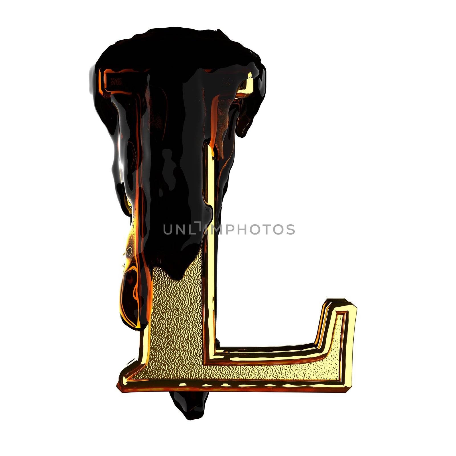 Golden figure with oil made in 3D