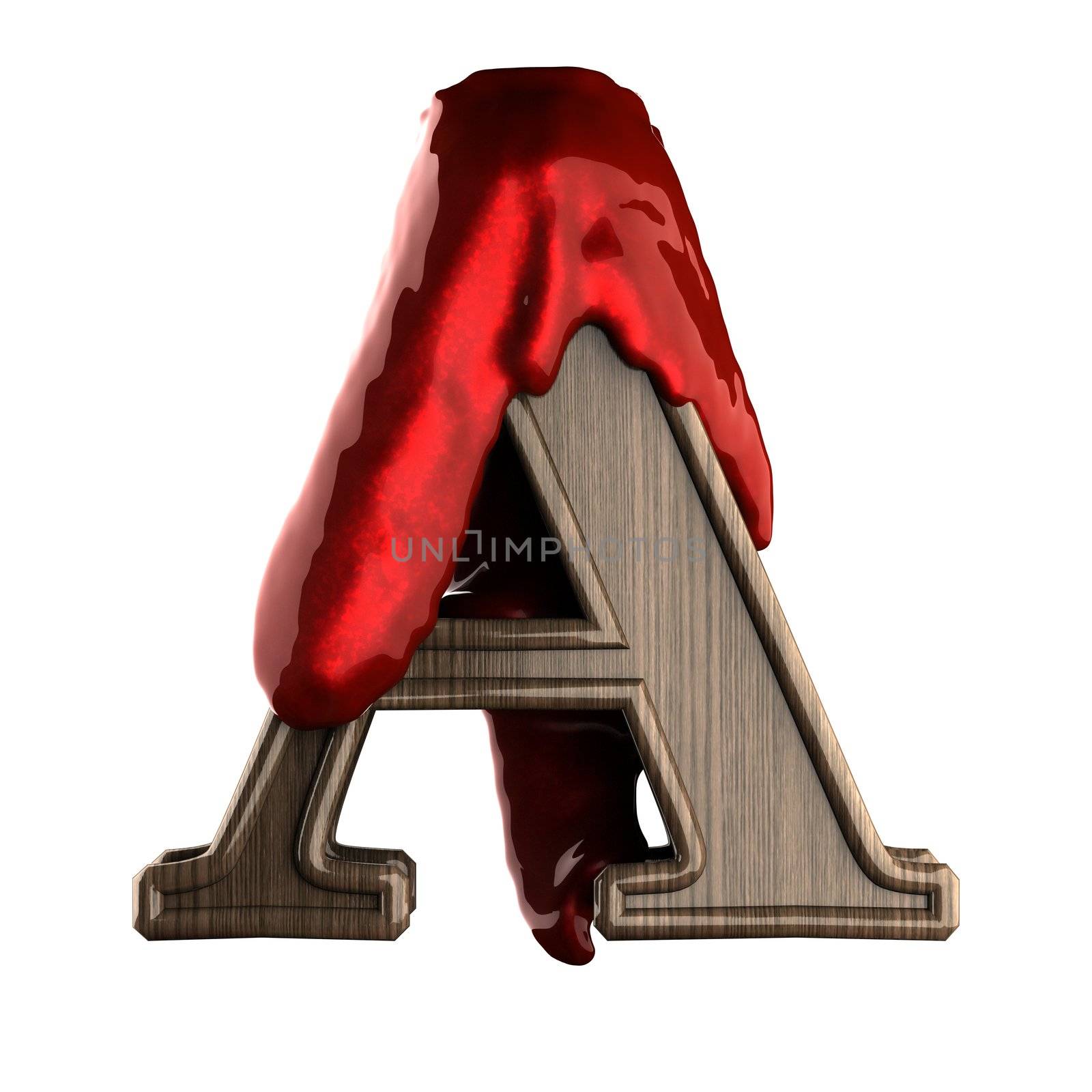 Wooden figure with blood made in 3D