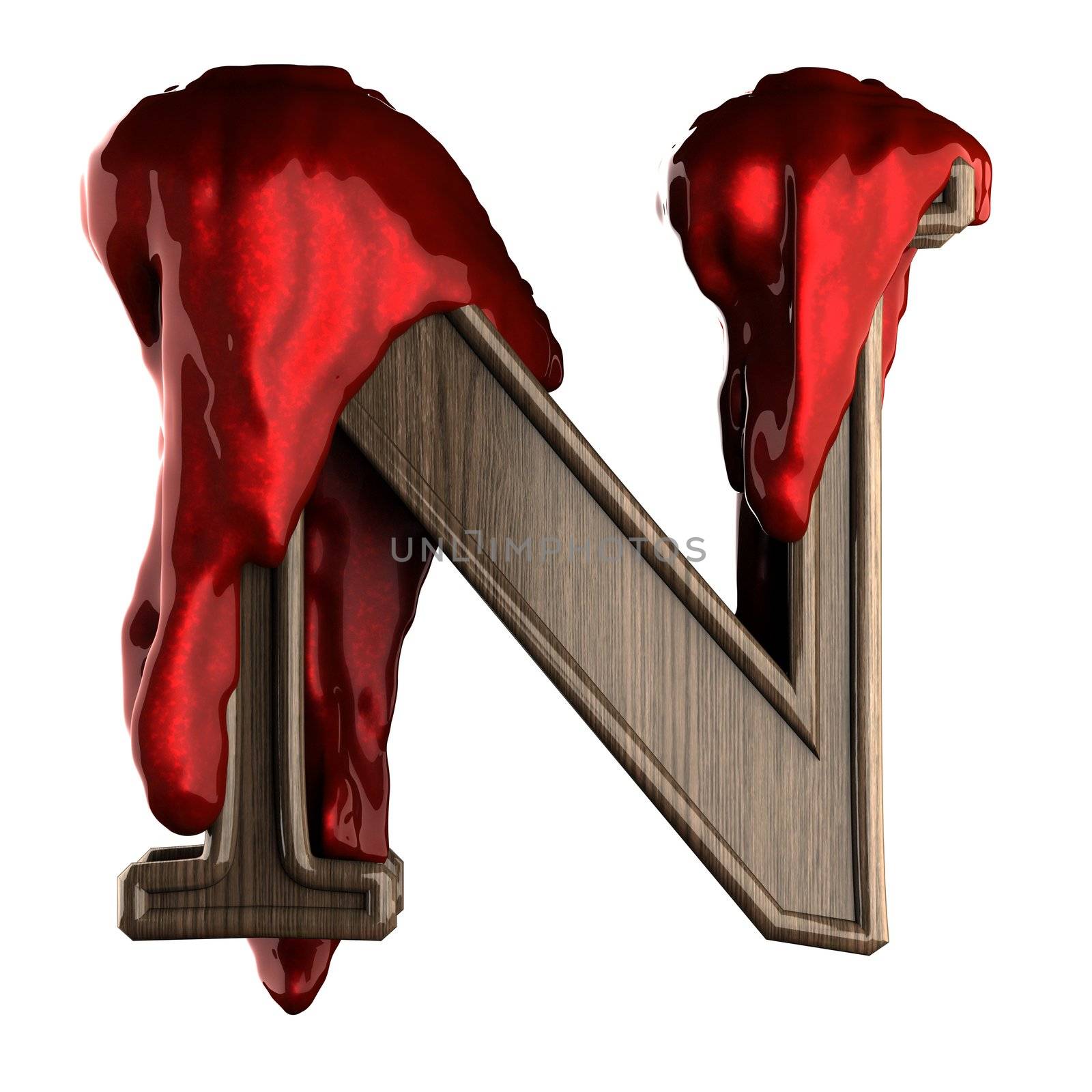 Wooden figure with blood made in 3D