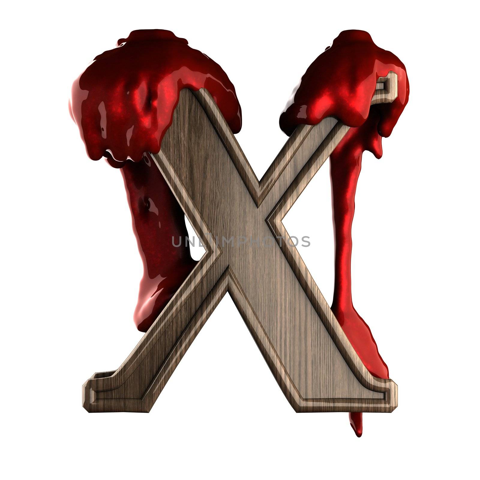 Wooden figure with blood made in 3D