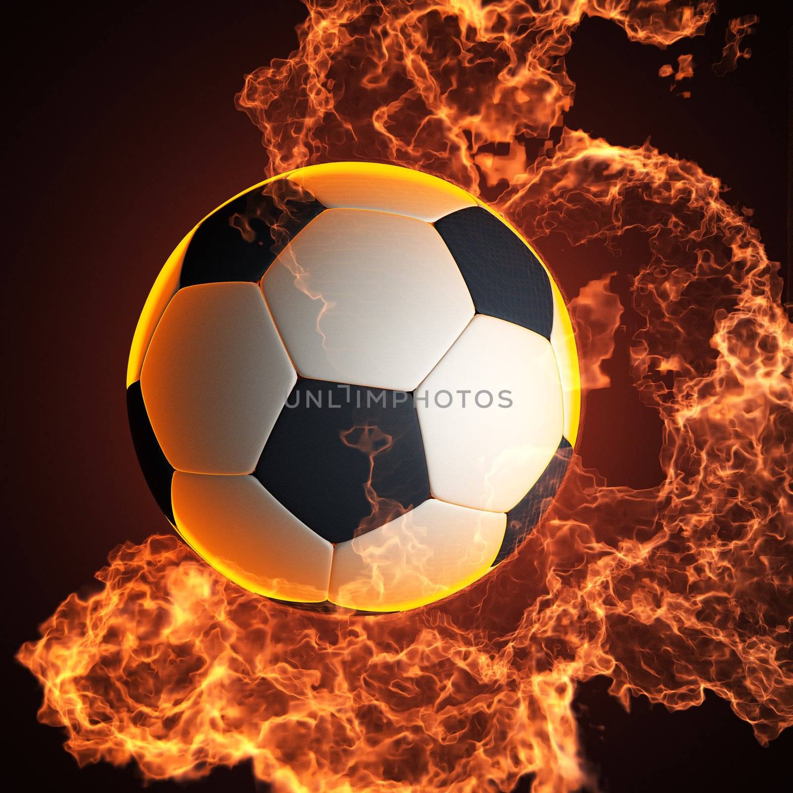 soccer ball in fire made in 3D