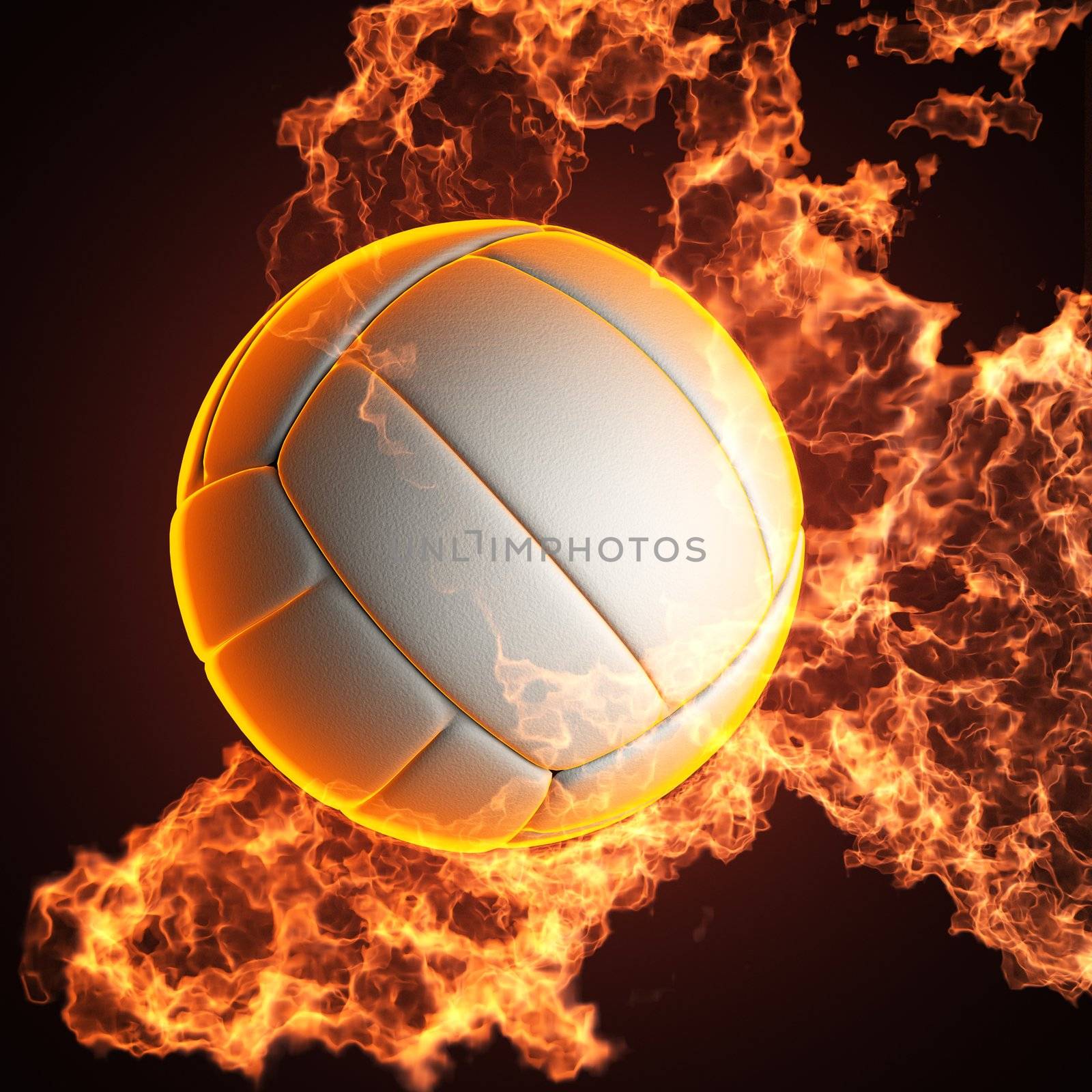 Volleyball ball in fire made in 3D