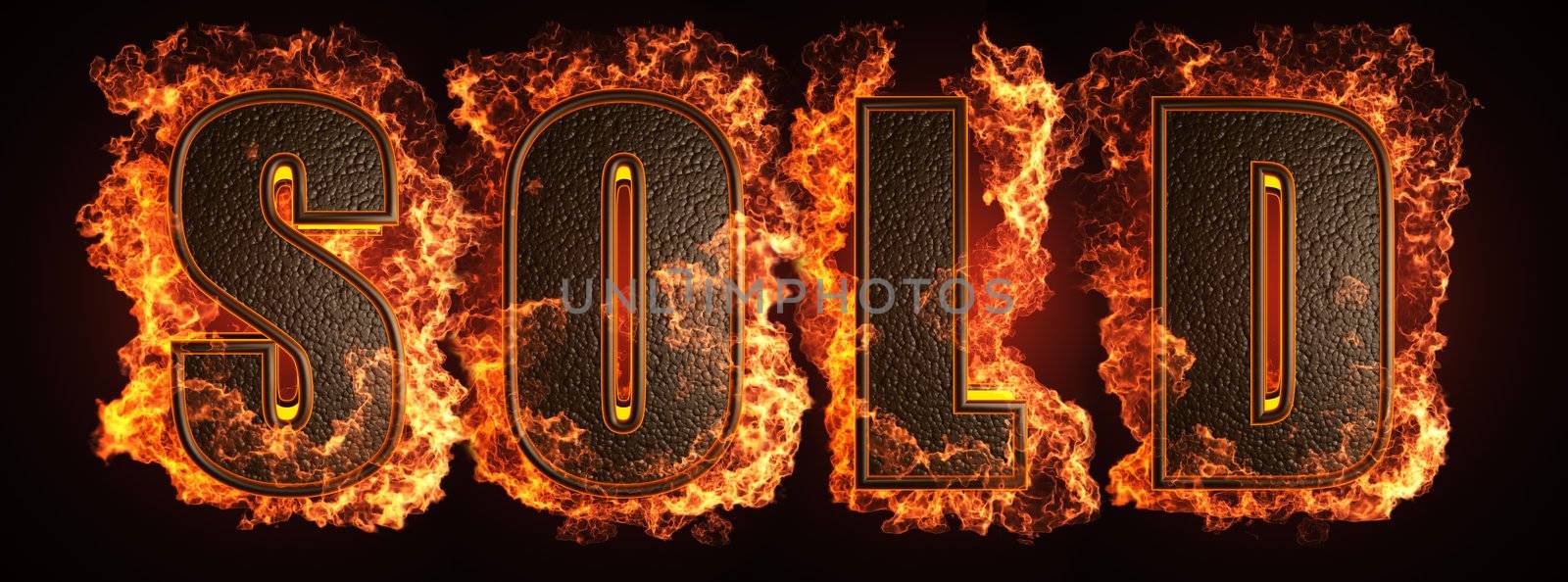 burning word made in 3D graphics