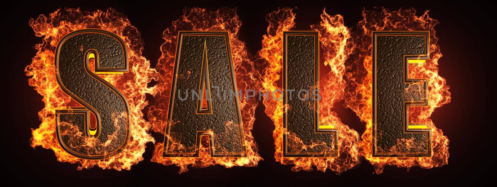 burning word made in 3D graphics