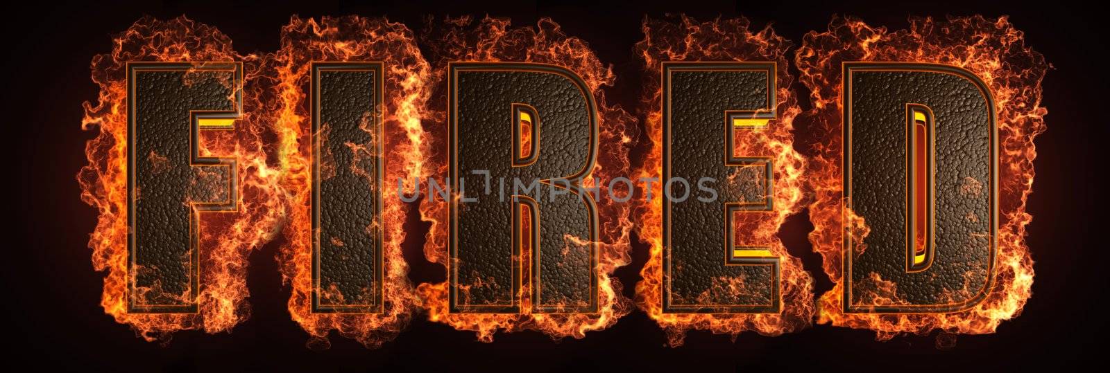 burning word made in 3D graphics