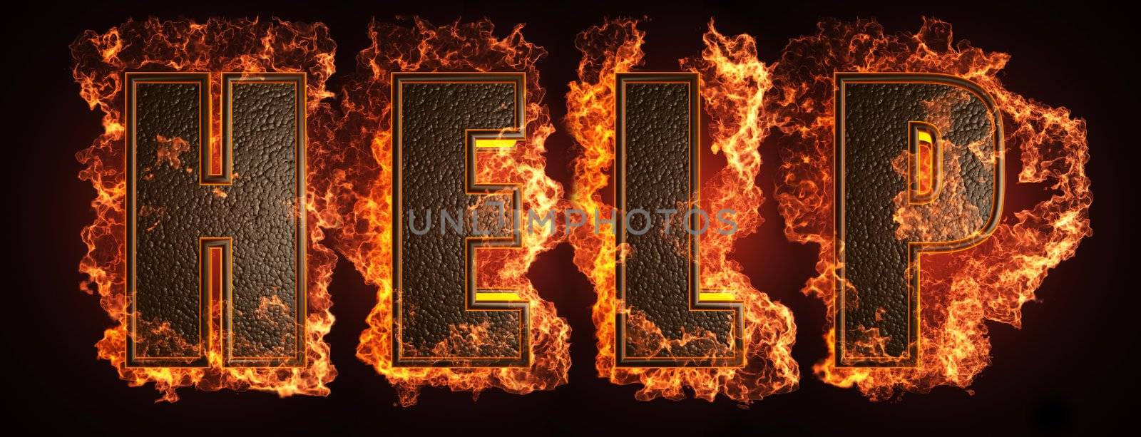 burning word made in 3D graphics