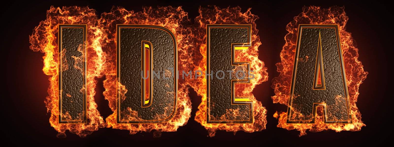 burning word made in 3D graphics