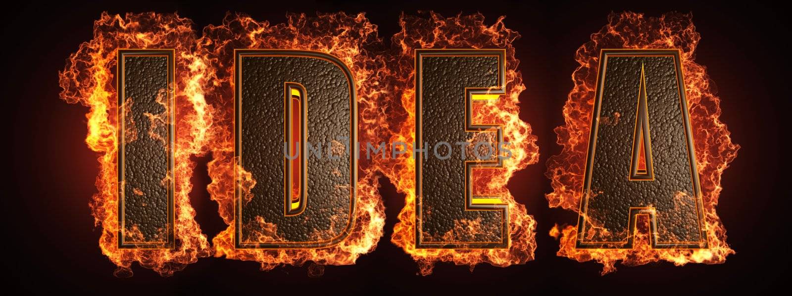 burning word made in 3D graphics