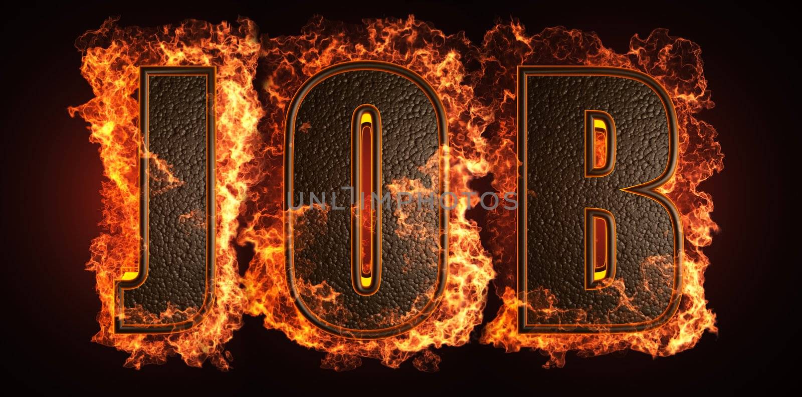 burning word made in 3D graphics