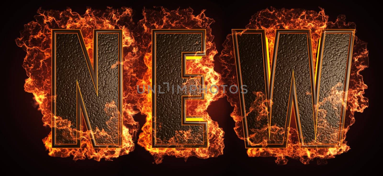 burning word made in 3D graphics